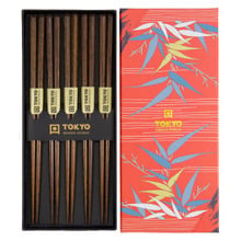 5 Pairs Dark Brown Chopsticks Gift Set